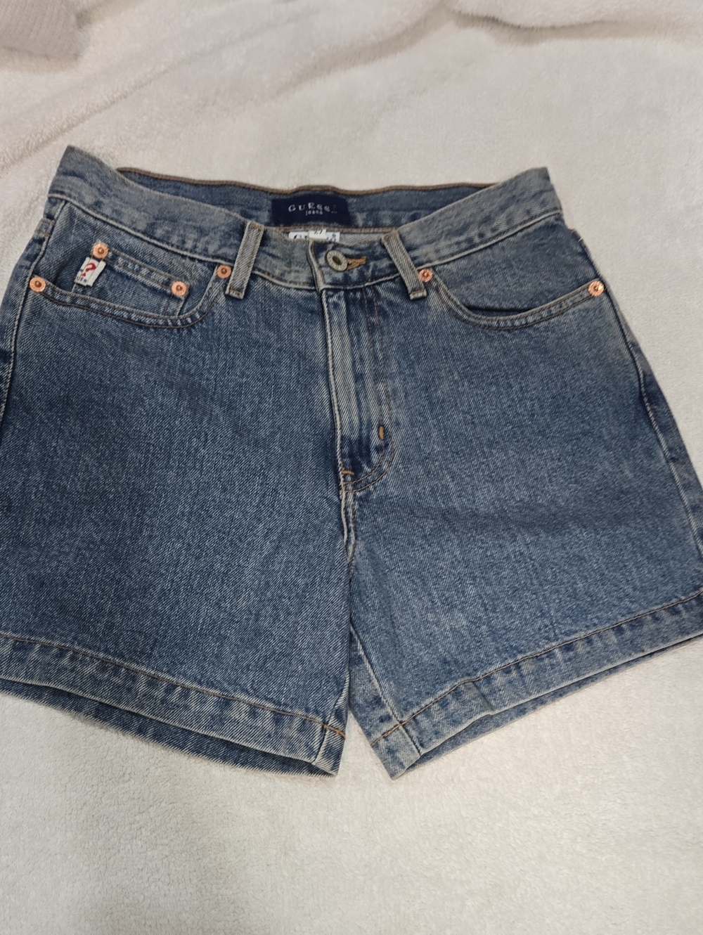 GUESS Vintage-Inspired Blue Denim High-Rise Shorts
